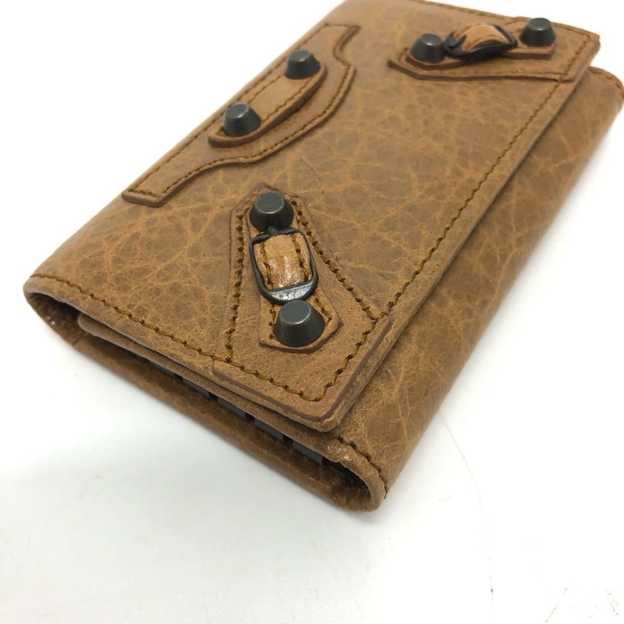 Balenciaga BALENCIAGA 253048 Studded Osaka 6-Ring Key Case, Leather, Unisex, Brown Size ONE SIZE - 5 Thumbnail