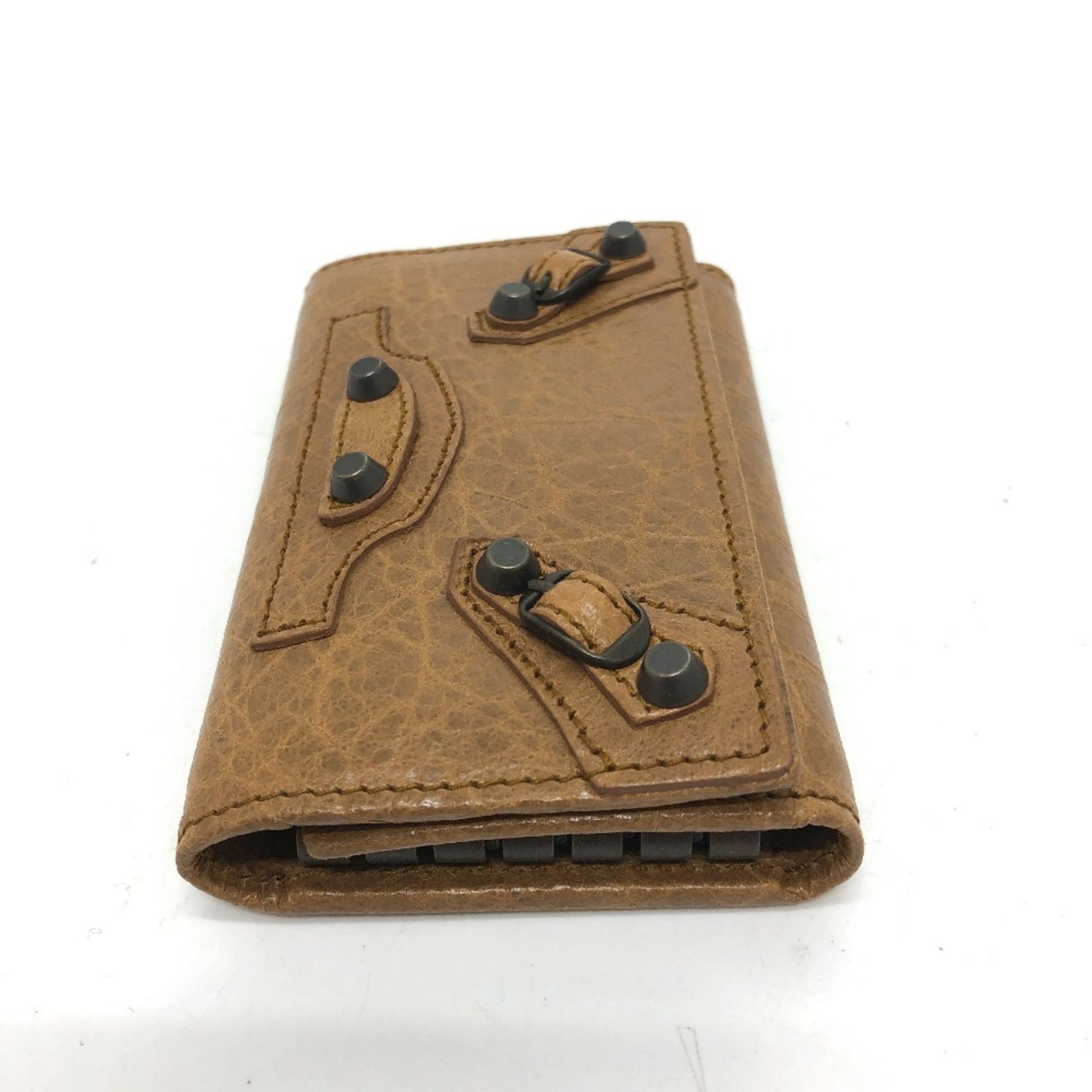 Balenciaga BALENCIAGA 253048 Studded Osaka 6-Ring Key Case, Leather, Unisex, Brown Size ONE SIZE - 4 Thumbnail