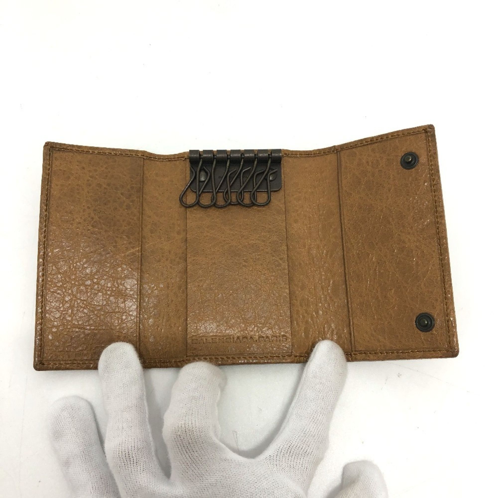 Balenciaga BALENCIAGA 253048 Studded Osaka 6-Ring Key Case, Leather, Unisex, Brown Size ONE SIZE - 8 Thumbnail