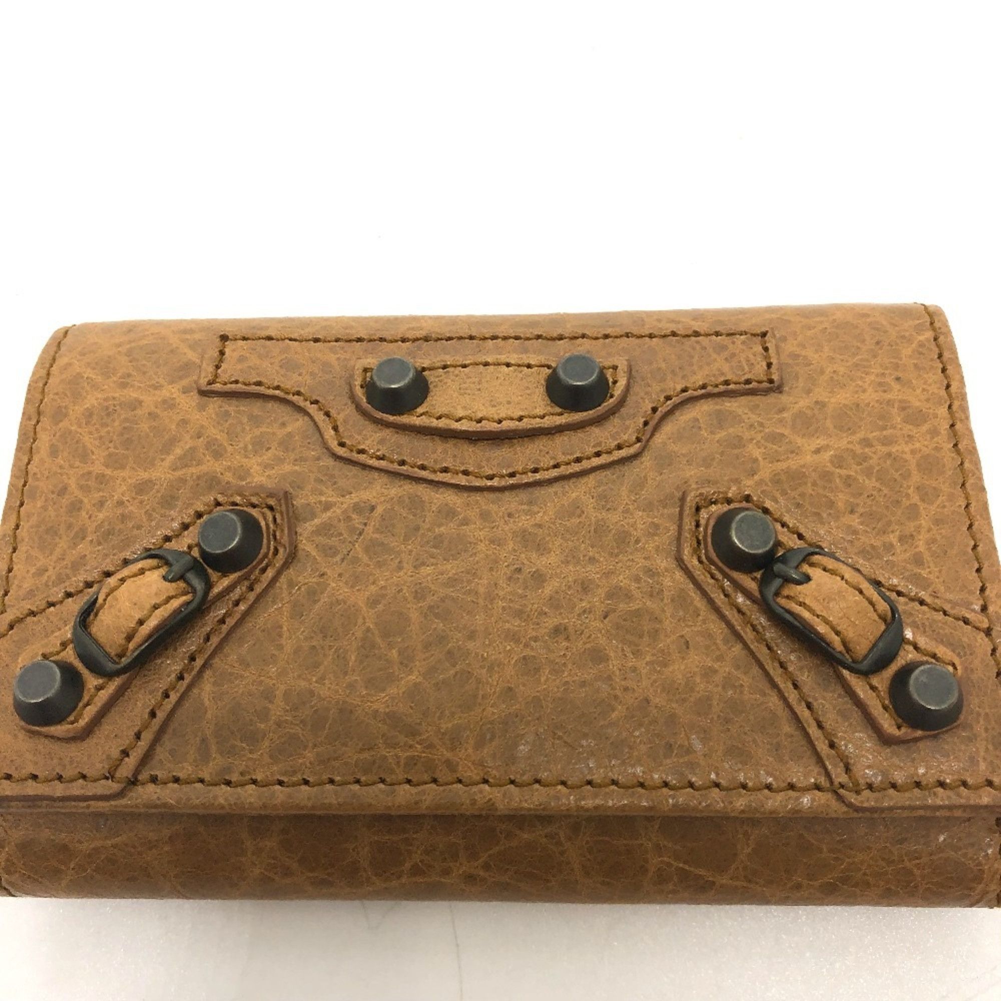 Balenciaga BALENCIAGA 253048 Studded Osaka 6-Ring Key Case, Leather, Unisex, Brown Size ONE SIZE - 6 Thumbnail