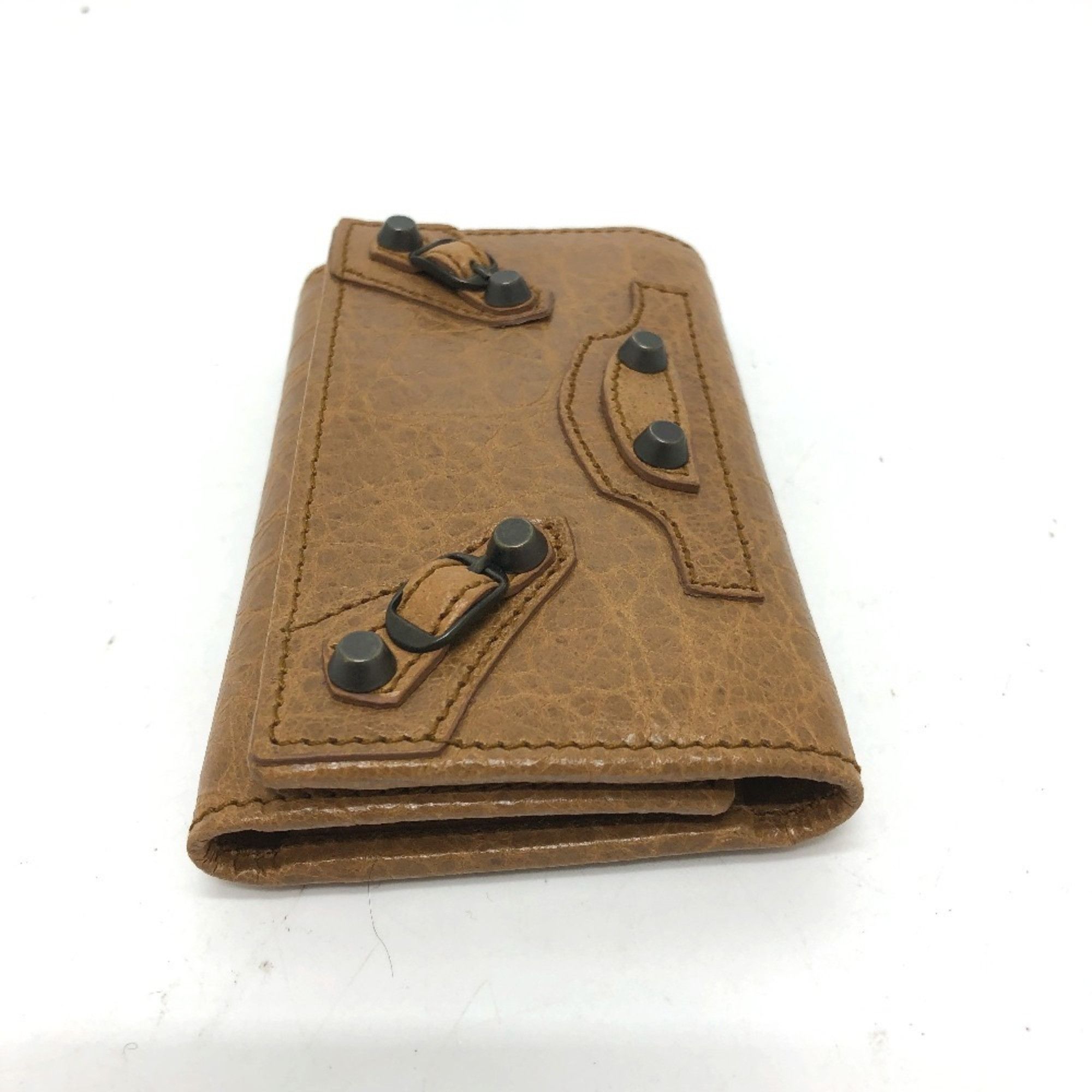 Balenciaga BALENCIAGA 253048 Studded Osaka 6-Ring Key Case, Leather, Unisex, Brown Size ONE SIZE - 3 Thumbnail