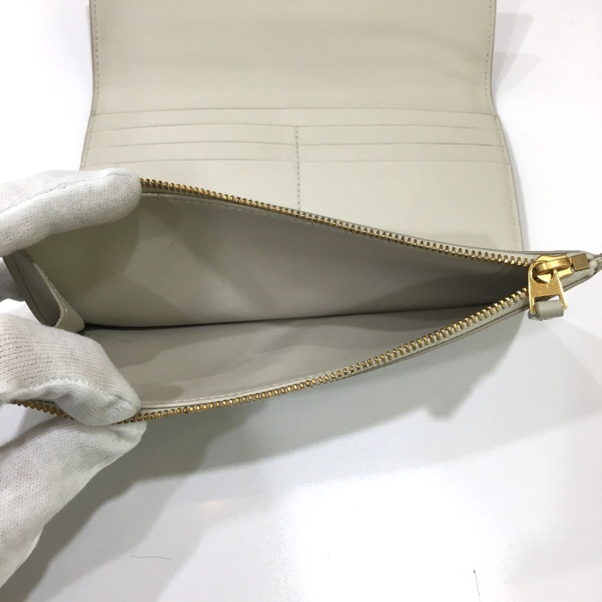 Bottega Veneta BOTTEGA VENETA 578751 Tri-fold Long Wallet in Leather, Plaster, Off-White Size ONE SIZE - 7 Thumbnail