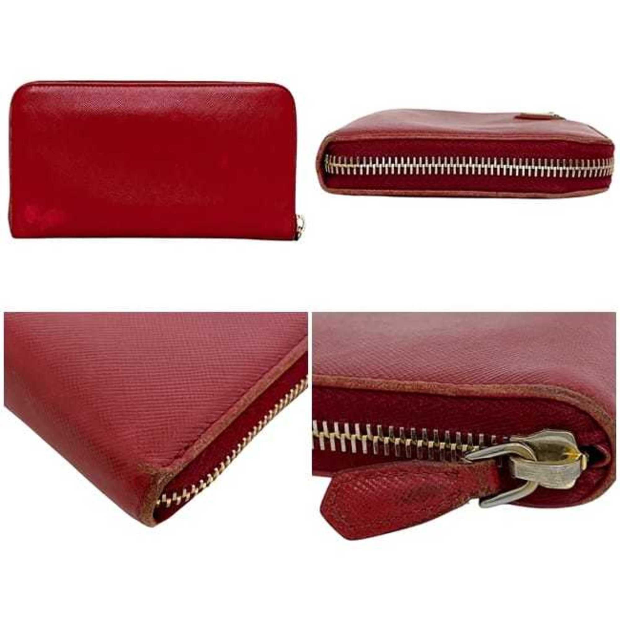 Prada Prada Round Long Wallet ec-23821 Red 1M0506 Saffiano Leather Size 35 PRADA Men's Women's Size ONE SIZE - 3 Thumbnail