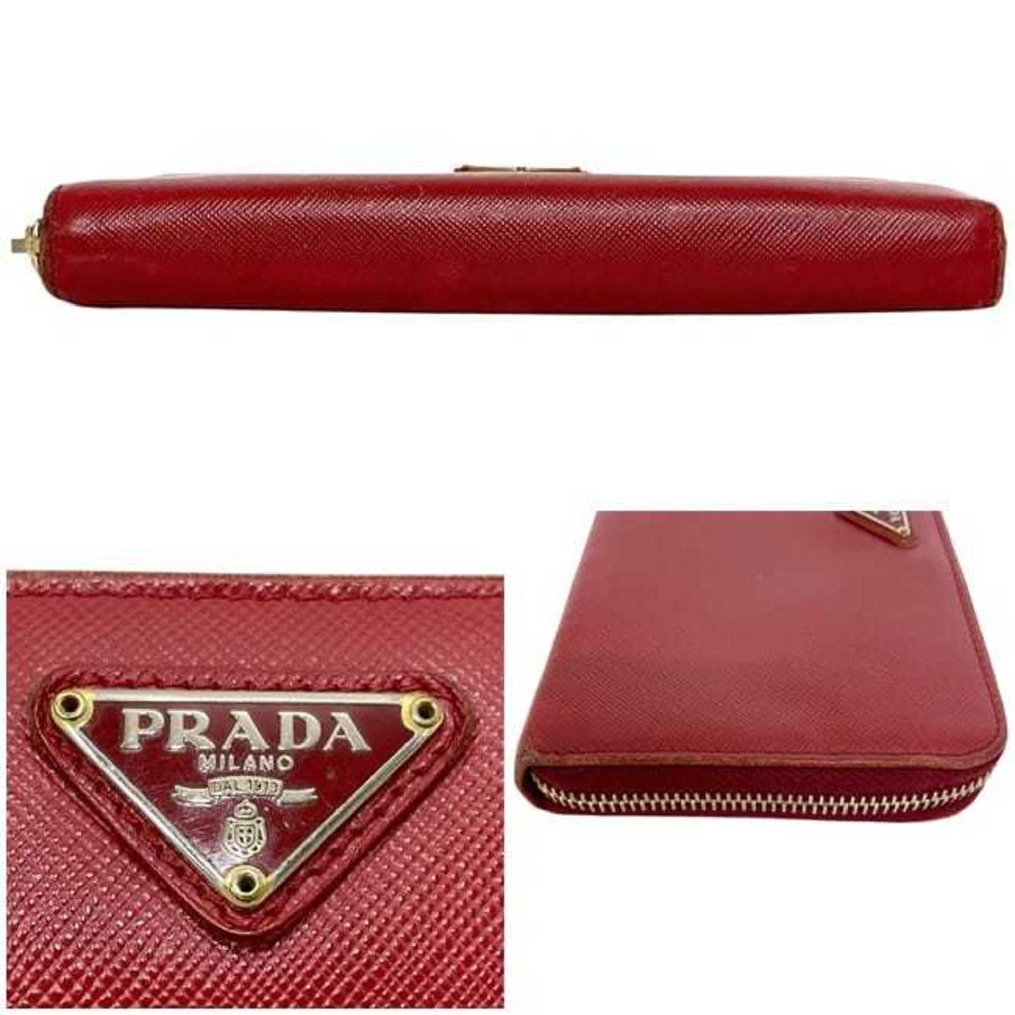 Prada Prada Round Long Wallet ec-23821 Red 1M0506 Saffiano Leather Size 35 PRADA Men's Women's Size ONE SIZE - 4 Thumbnail