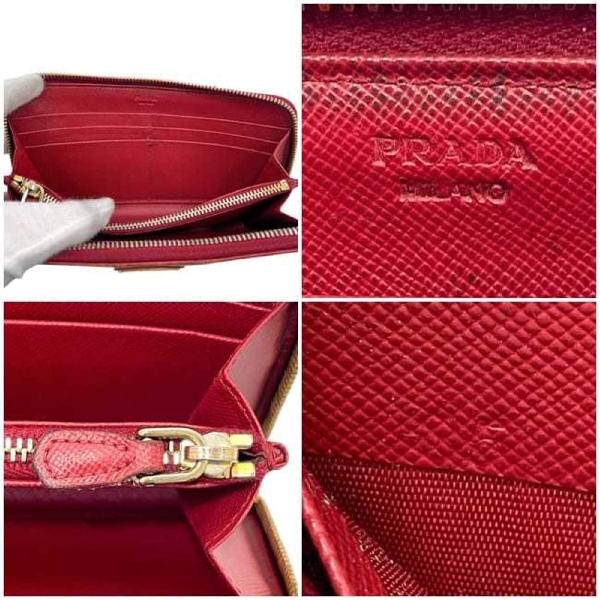 Prada Prada Round Long Wallet ec-23821 Red 1M0506 Saffiano Leather Size 35 PRADA Men's Women's Size ONE SIZE - 11 Thumbnail