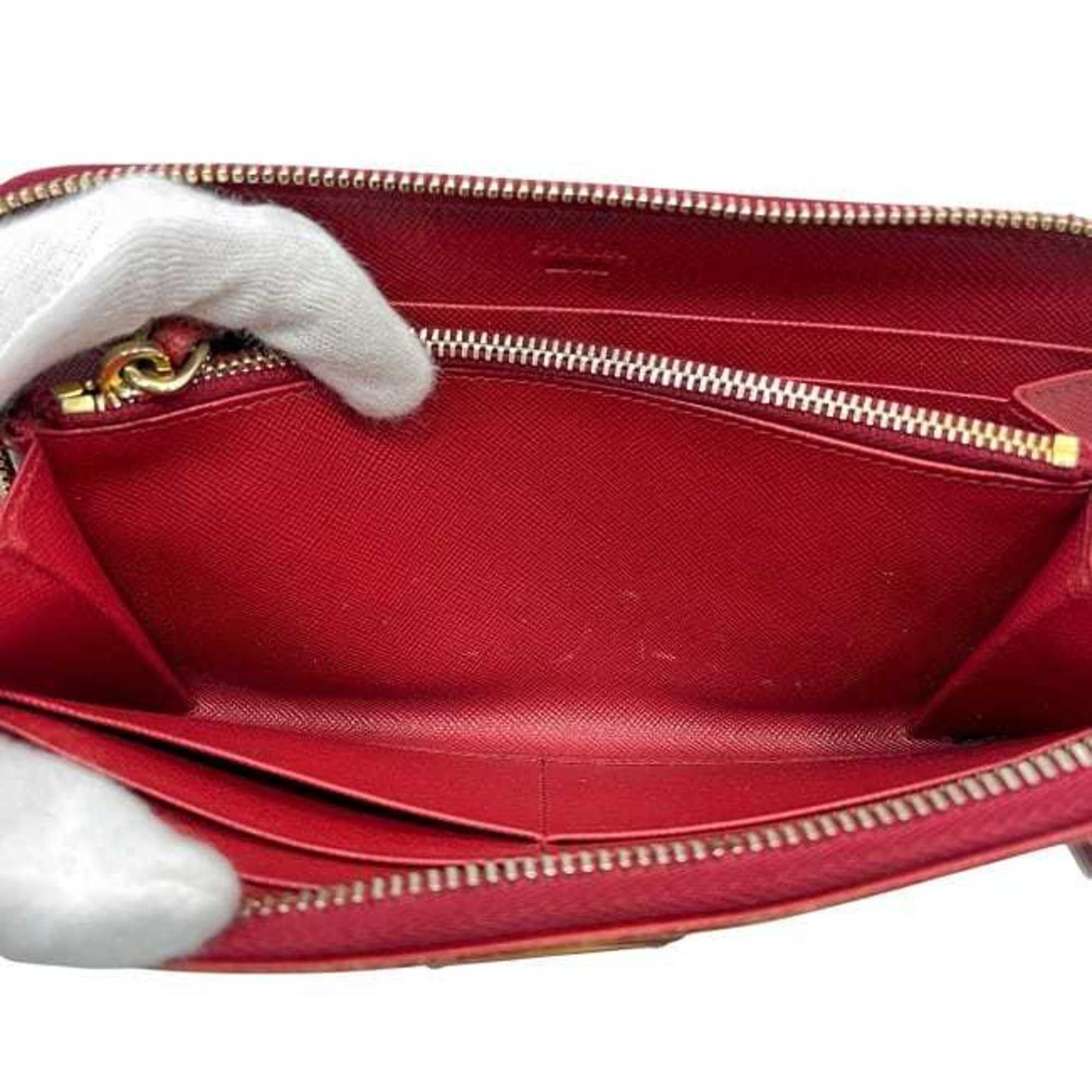 Prada Prada Round Long Wallet ec-23821 Red 1M0506 Saffiano Leather Size 35 PRADA Men's Women's Size ONE SIZE - 10 Thumbnail