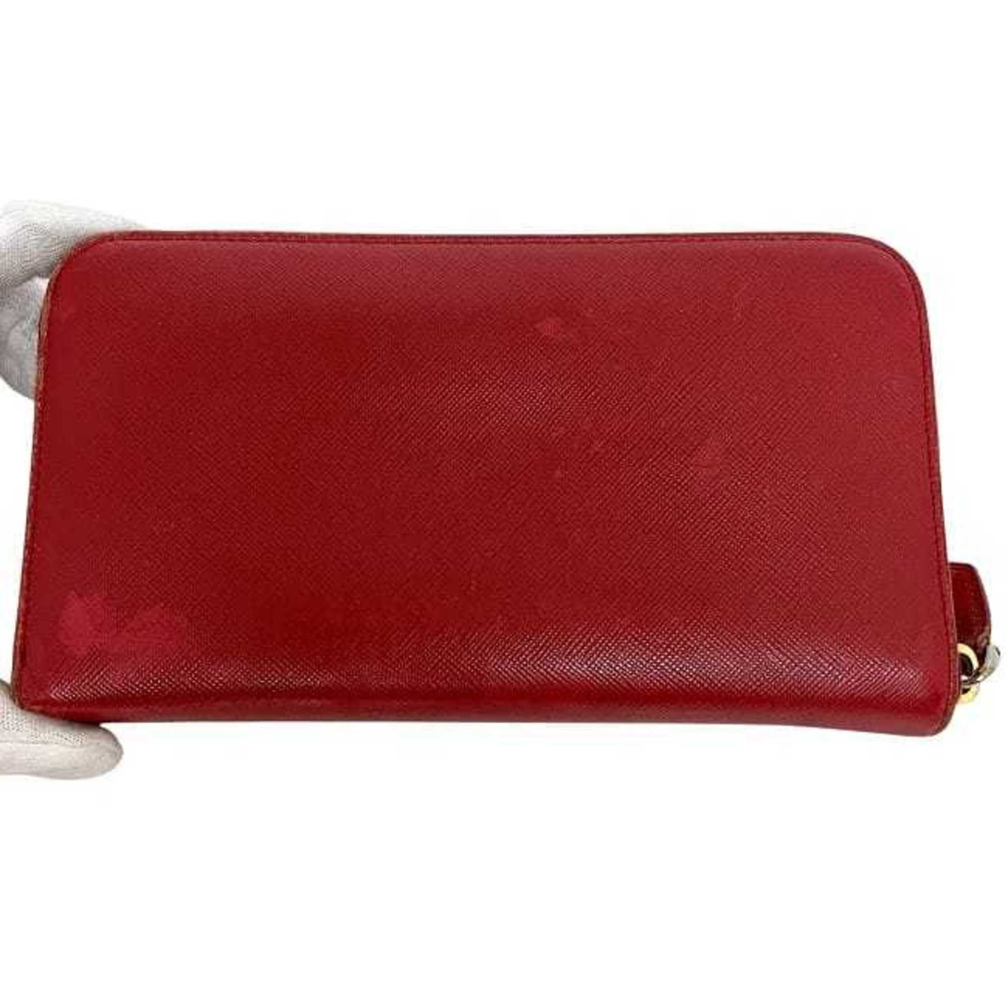 Prada Prada Round Long Wallet ec-23821 Red 1M0506 Saffiano Leather Size 35 PRADA Men's Women's Size ONE SIZE - 7 Thumbnail