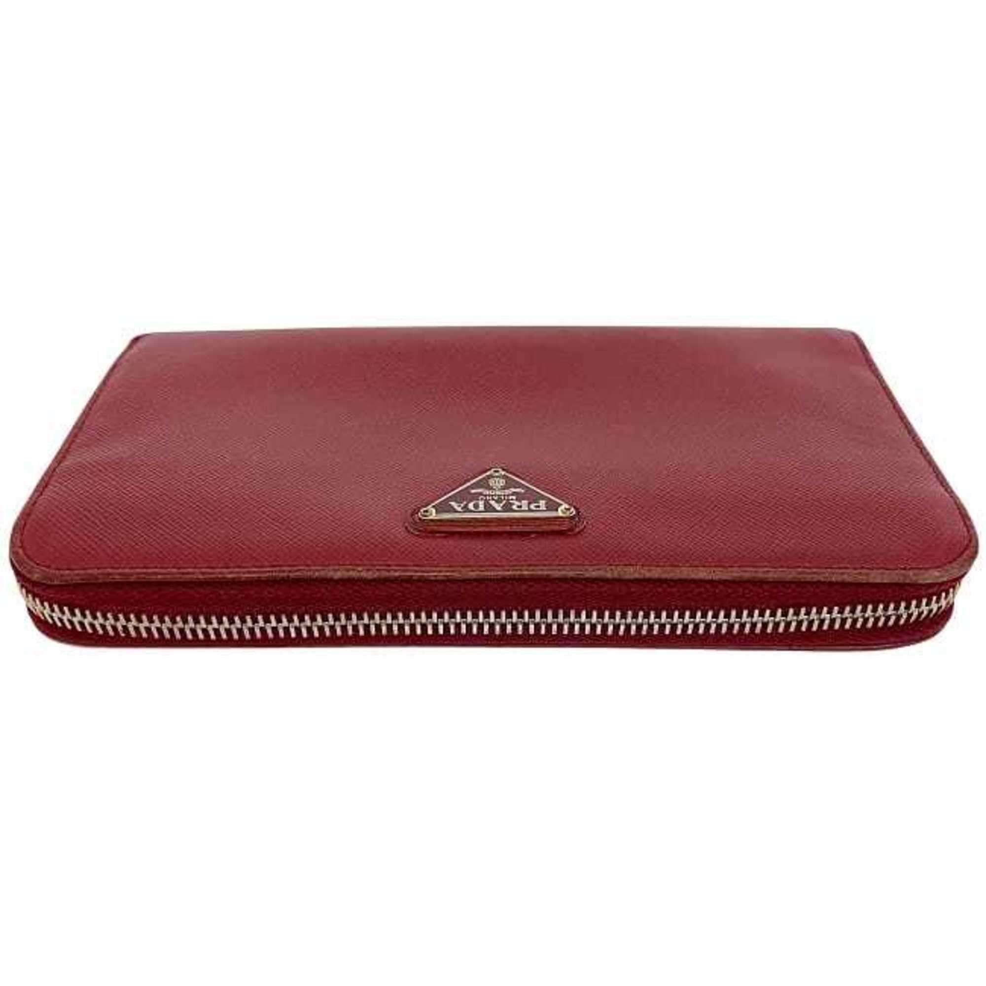 Prada Prada Round Long Wallet ec-23821 Red 1M0506 Saffiano Leather Size 35 PRADA Men's Women's Size ONE SIZE - 5 Thumbnail