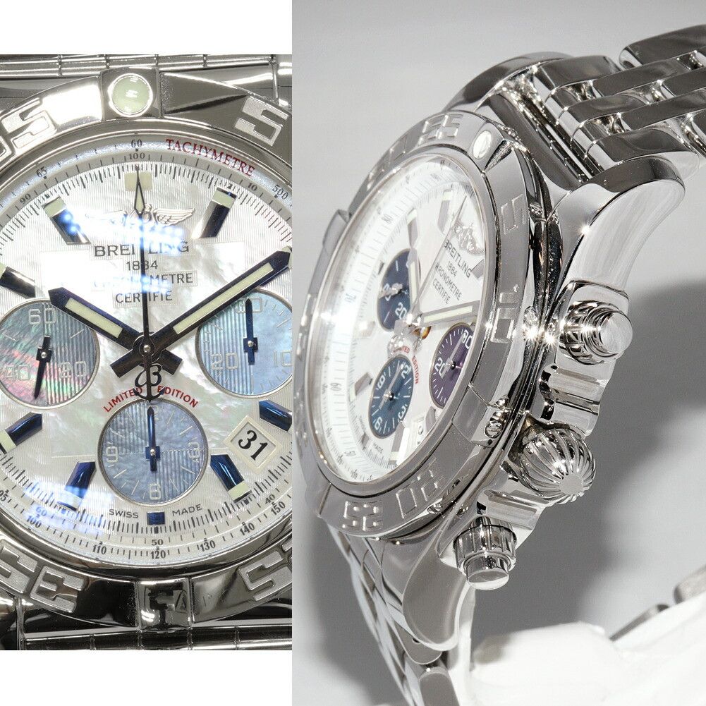 Breitling Breitling Breitling Blue Mother of Pearl Chronomat 44 Watch AB01152A AB0110 Limited Metal Automatic AB01152A AB0110 Size ONE SIZE - 3 Thumbnail