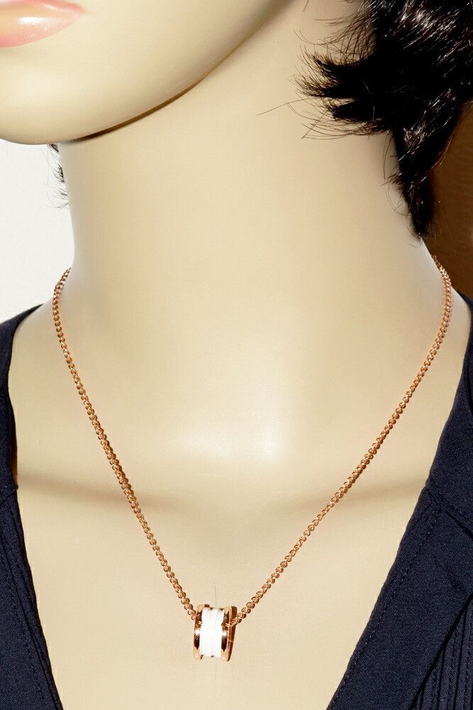 Bvlgari Bvlgari 18K Pink Gold White Ceramic B.zero1 Pendant