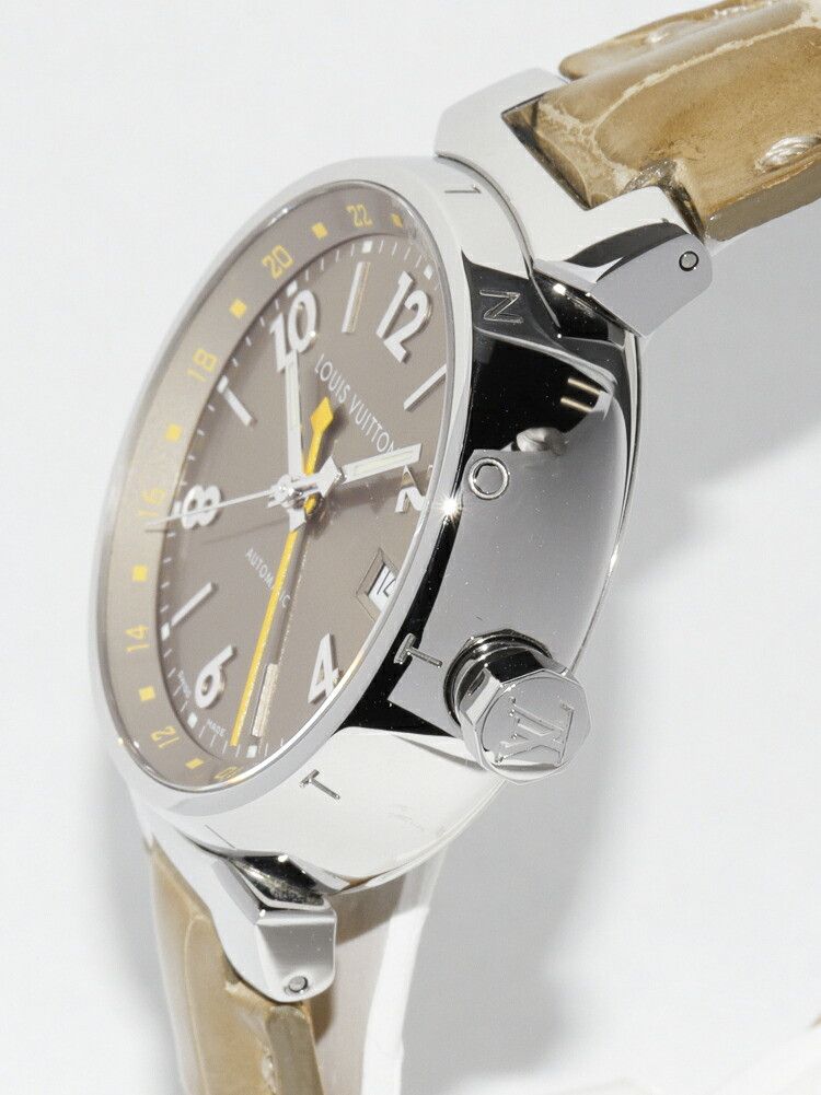 Louis Vuitton Louis Vuitton Louis Vuitton Light Brown Dial Tambour GMT Watch Q1132 Metal Automatic Q1132 Size ONE SIZE - 4 Thumbnail