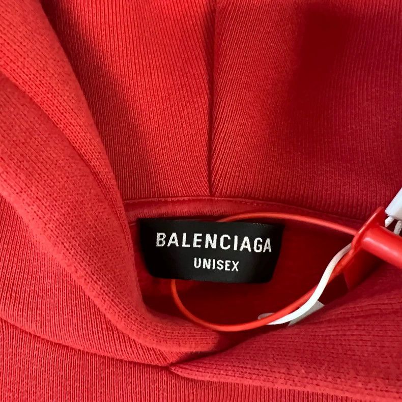 Balenciaga Balenciaga Distressed Logo Red Hoodie - dmc Size US M / EU 48-50 / 2 - 5 Thumbnail