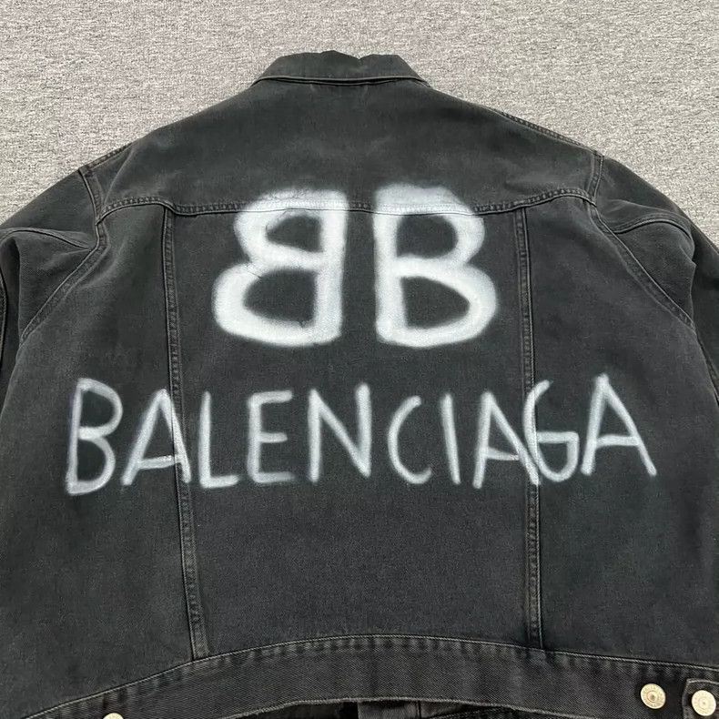 Balenciaga Balenciaga Black Denim Jacket with Graffiti - dmc Size US XS / EU 42 / 0 - 6 Thumbnail