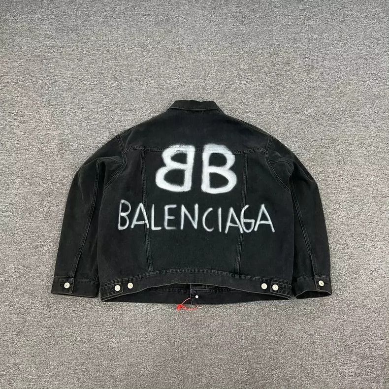 Balenciaga Balenciaga Black Denim Jacket with Graffiti - dmc Size US XS / EU 42 / 0 - 2 Thumbnail