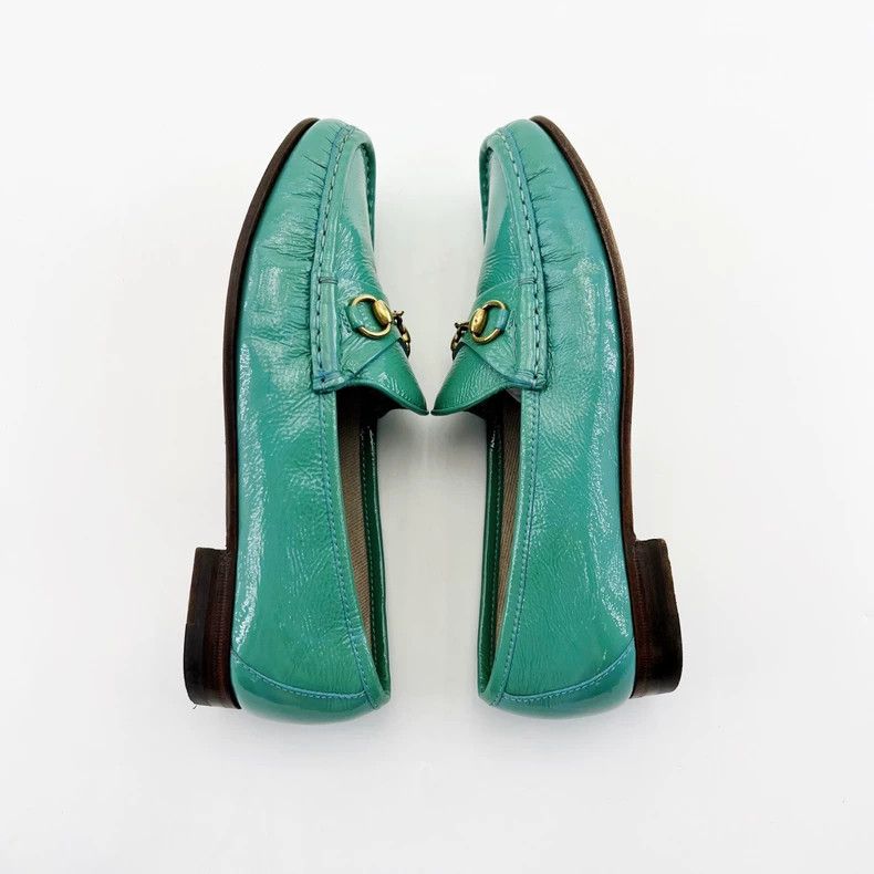 Gucci Gucci Green Leather Horsebit Loafers - dmc Size US 5.5 / EU 38 - 3 Thumbnail