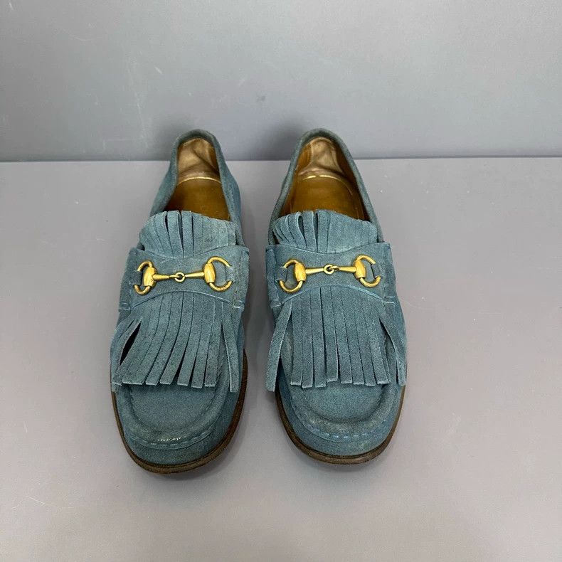 Gucci Gucci Blue Loafers with Fringe - dmc Size US 7 / EU 40 - 2 Thumbnail
