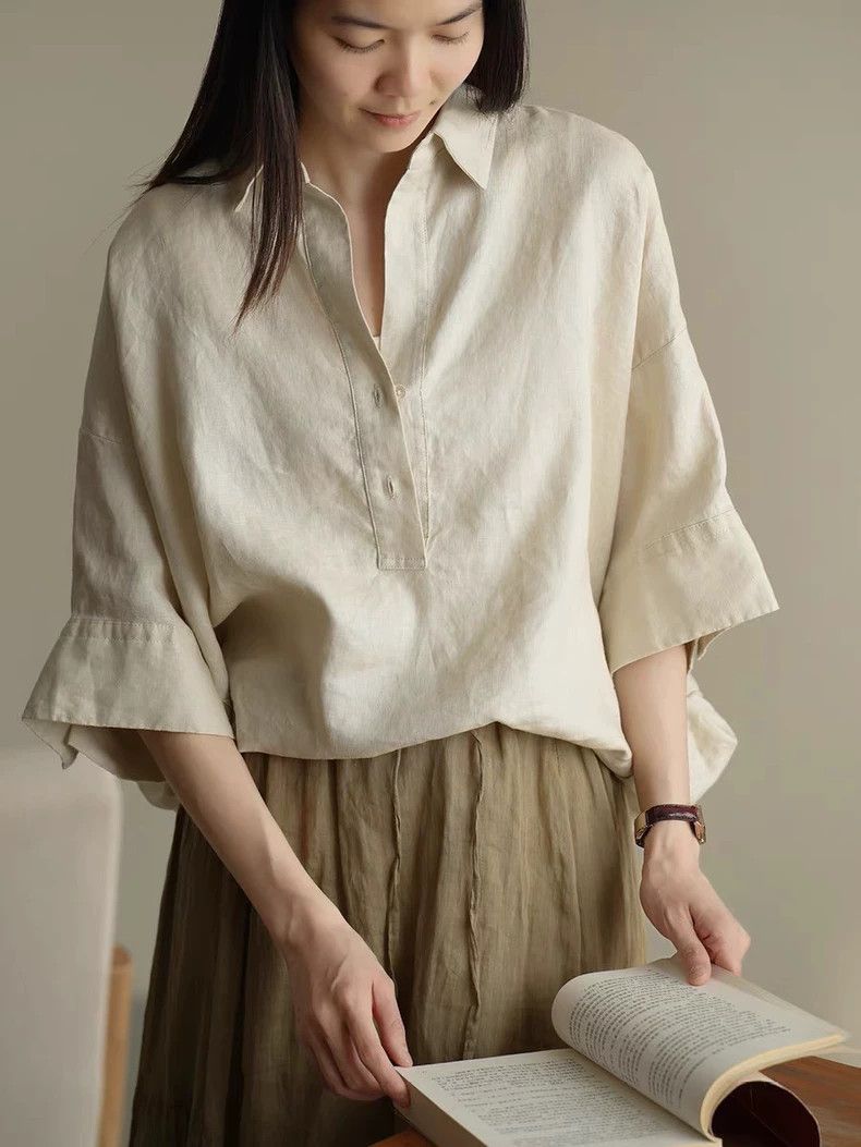 Loewe LOEWE Academy Style Cotton Linen Shirt - dmc Size US S / EU 44-46 / 1 - 9 Thumbnail