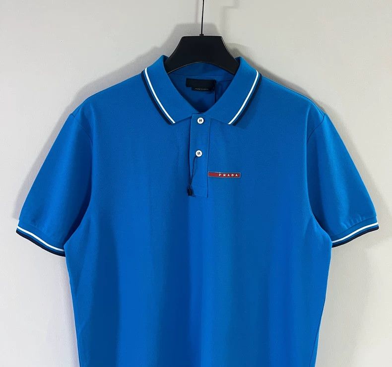 Prada Prada Men's Blue Short Sleeve Polo Shirt - dmc Size US XXL / EU 58 / 5 - 3 Thumbnail