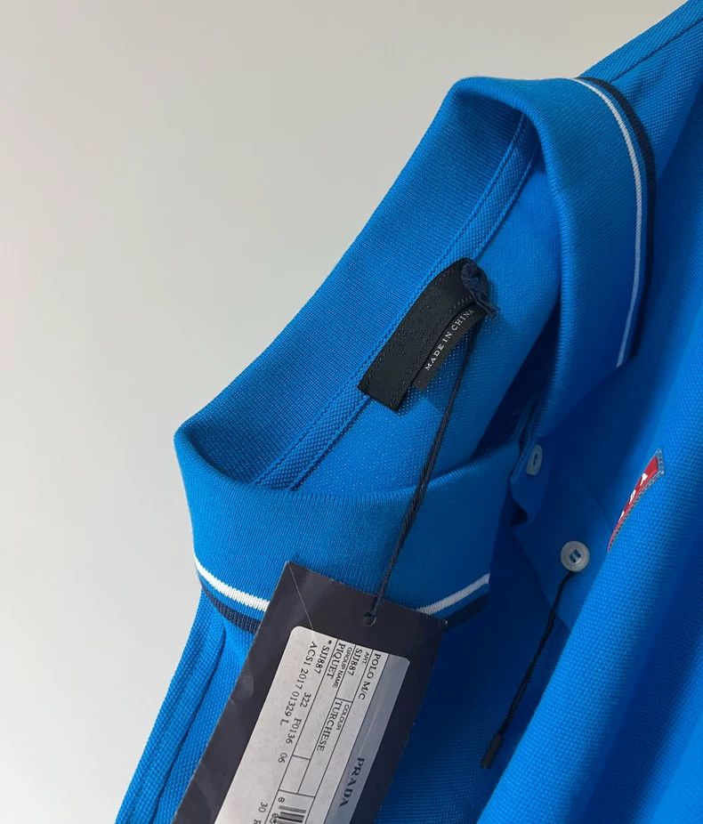 Prada Prada Men's Blue Short Sleeve Polo Shirt - dmc Size US XXL / EU 58 / 5 - 5 Thumbnail