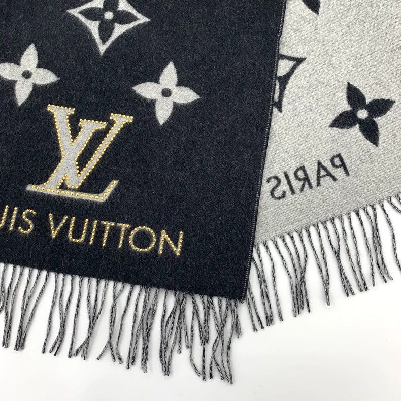 Louis Vuitton Louis Vuitton Black Logo Cashmere Scarf - dmc Size ONE SIZE - 5 Thumbnail