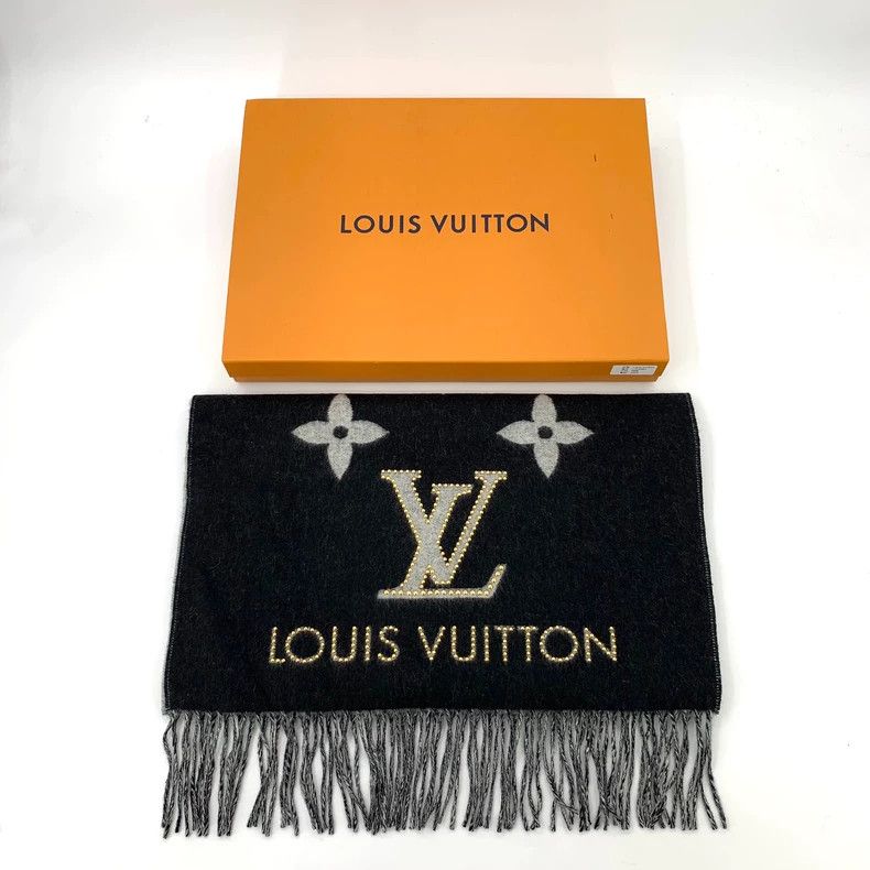 Louis Vuitton Louis Vuitton Black Logo Cashmere Scarf - dmc Size ONE SIZE - 9 Thumbnail