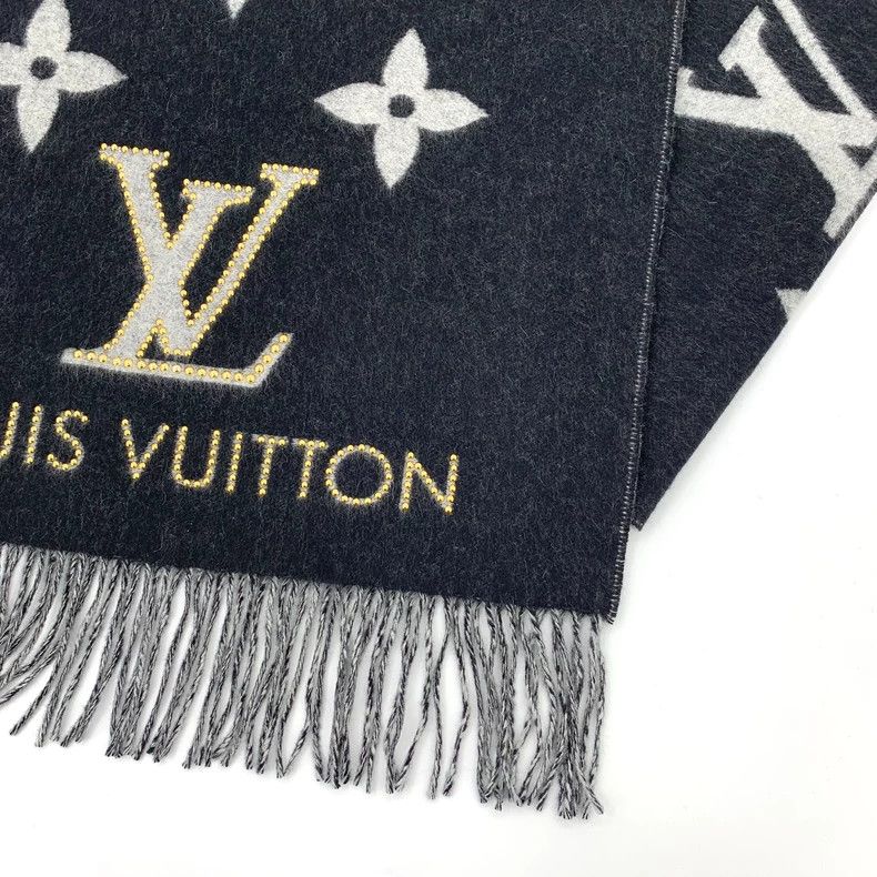 Louis Vuitton Louis Vuitton Black Logo Cashmere Scarf - dmc Size ONE SIZE - 4 Thumbnail