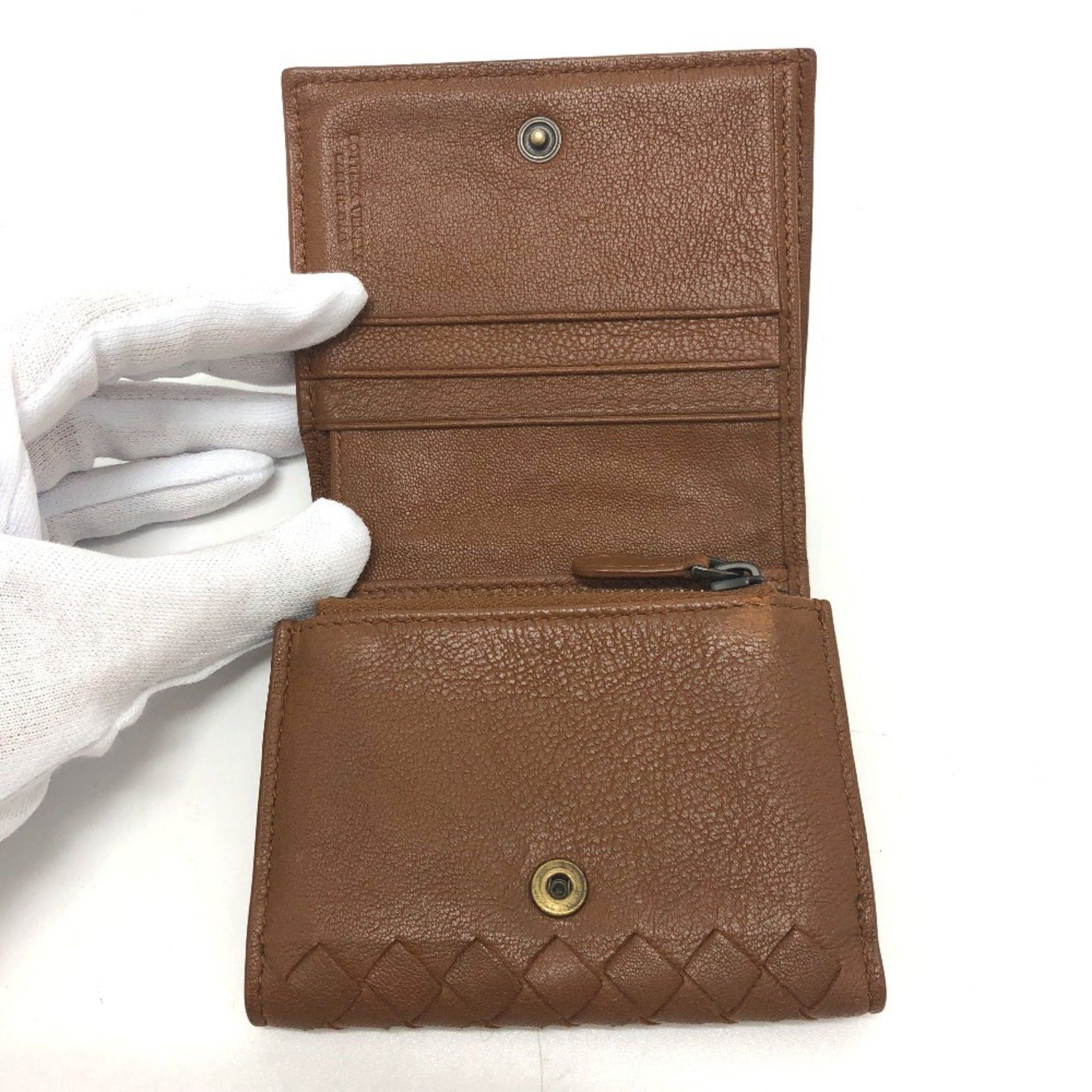 Bottega Veneta BOTTEGA VENETA Intrecciato Compact Wallet, Tri-fold Leather, Women's, Brown Size ONE SIZE - 6 Thumbnail