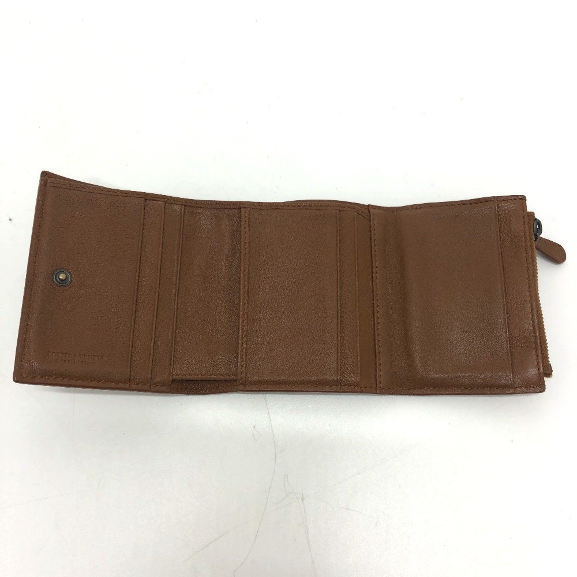 Bottega Veneta BOTTEGA VENETA Intrecciato Compact Wallet, Tri-fold Leather, Women's, Brown Size ONE SIZE - 7 Thumbnail