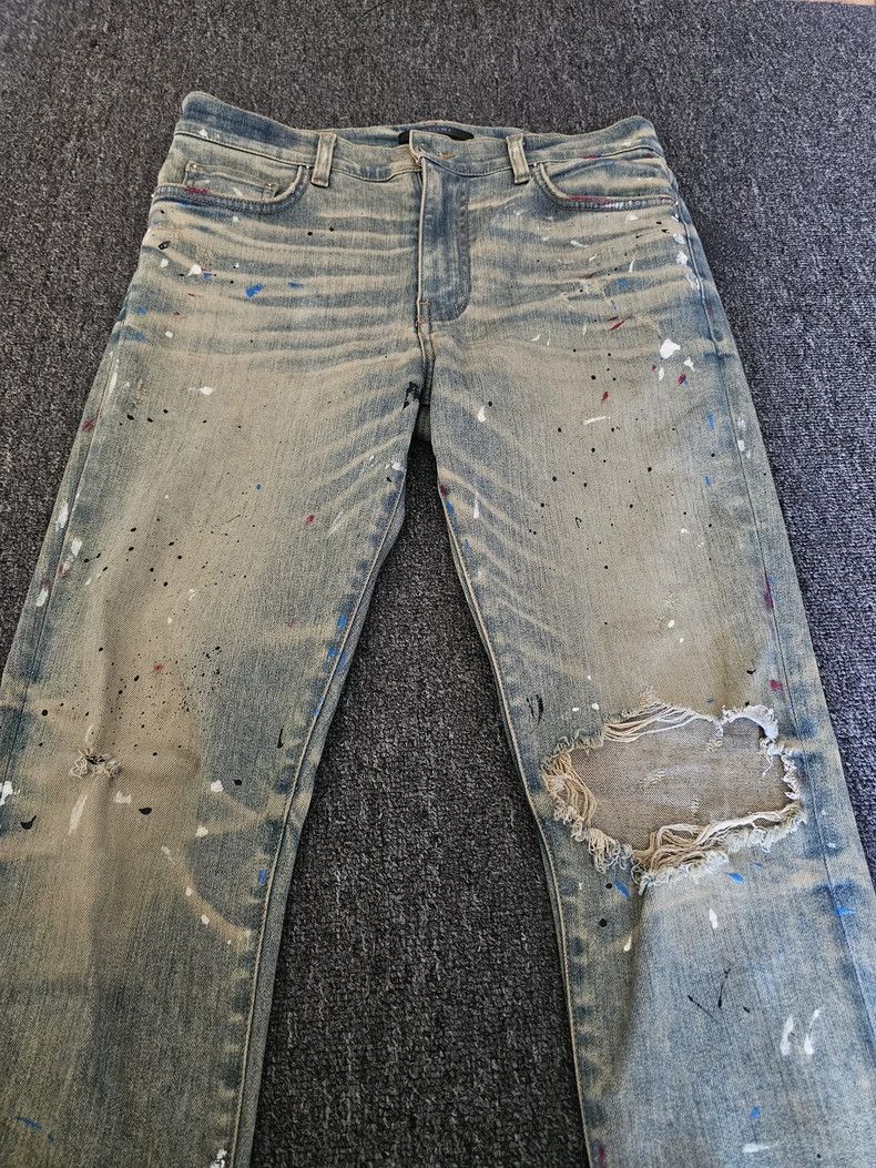 Amiri Amiri Yellow Clay Washed Paint Splatter Jeans - dmc Size US 33 - 2 Thumbnail