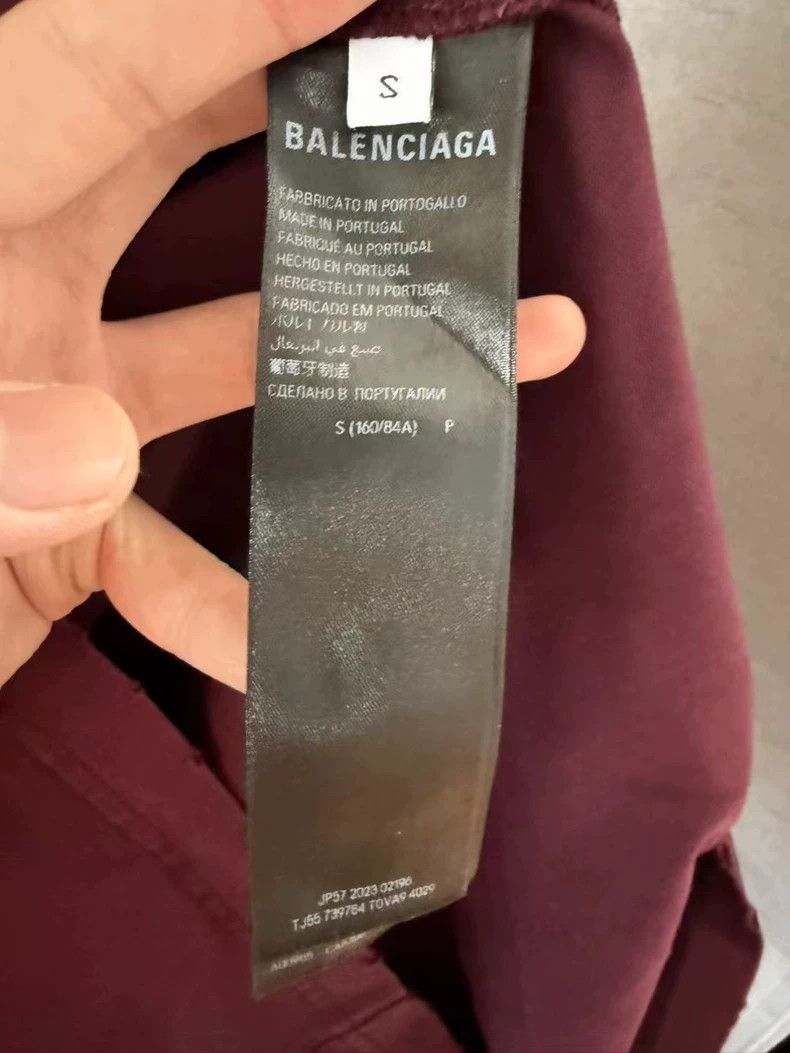 Balenciaga Balenciaga Burgundy Tape Short Sleeve Tee - dmc Size US S / EU 44-46 / 1 - 4 Thumbnail