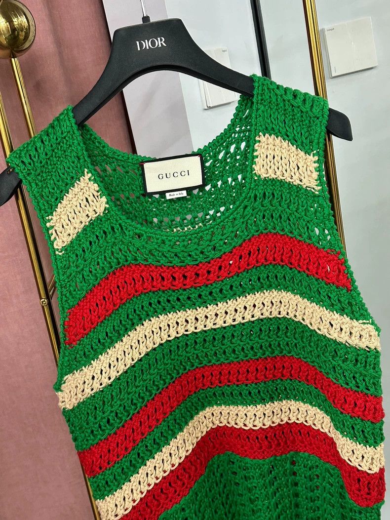 Gucci Gucci Green Striped Knit Sleeveless Top - dmc Size US XS / EU 42 / 0 - 2 Thumbnail
