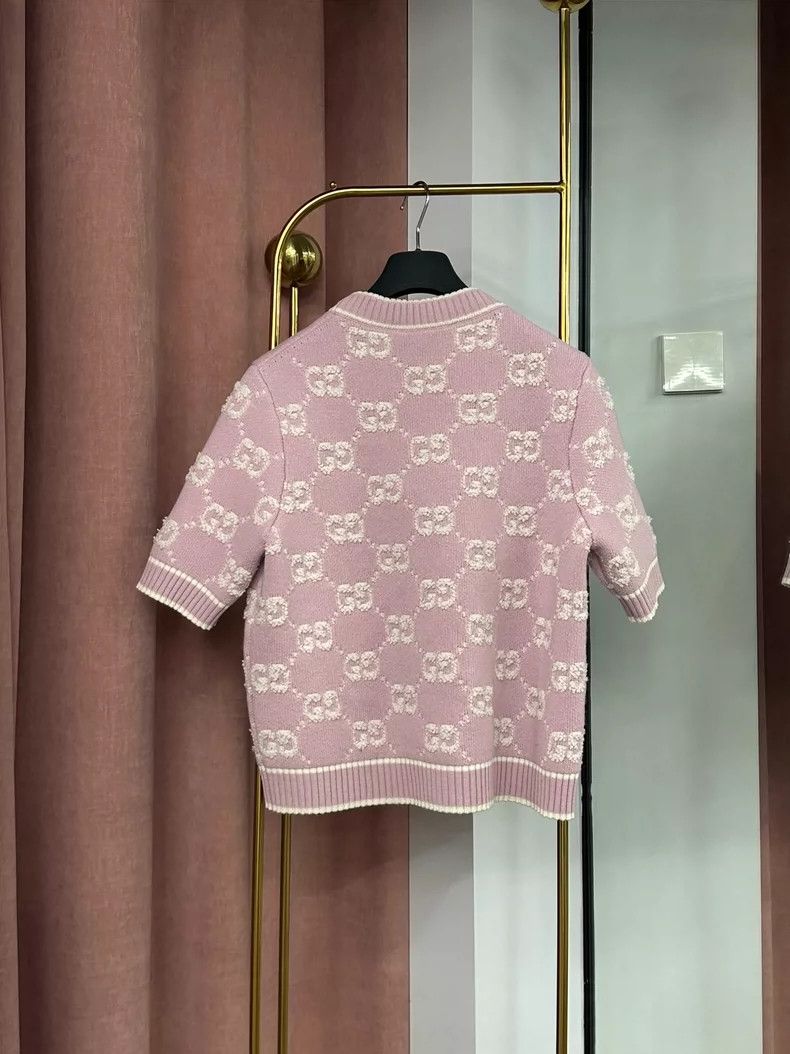 Gucci Gucci Pink Logo Knit Short Sleeve Top - dmc Size US M / EU 48-50 / 2 - 4 Thumbnail