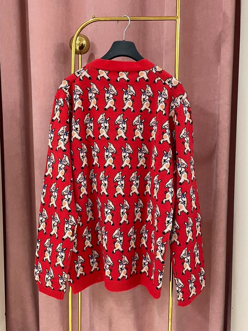 Gucci Gucci Red Pig Pattern Cardigan - dmc Size US L / EU 52-54 / 3 - 2 Thumbnail