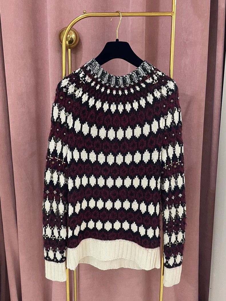 Gucci Gucci Red White Black Beaded Wool Sweater - dmc Size US XS / EU 42 / 0 - 2 Thumbnail