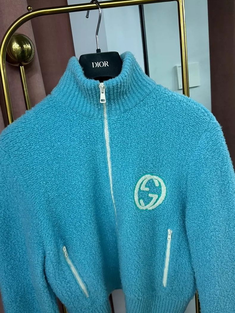 Gucci Gucci Blue Double G Logo Zip-Up Sweater - dmc Size US M / EU 48-50 / 2 - 2 Thumbnail