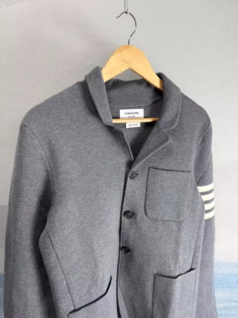Thom Browne Thom Browne Gray Wool Four-Bar Blazer - dmc Size US M / EU 48-50 / 2 - 3 Thumbnail