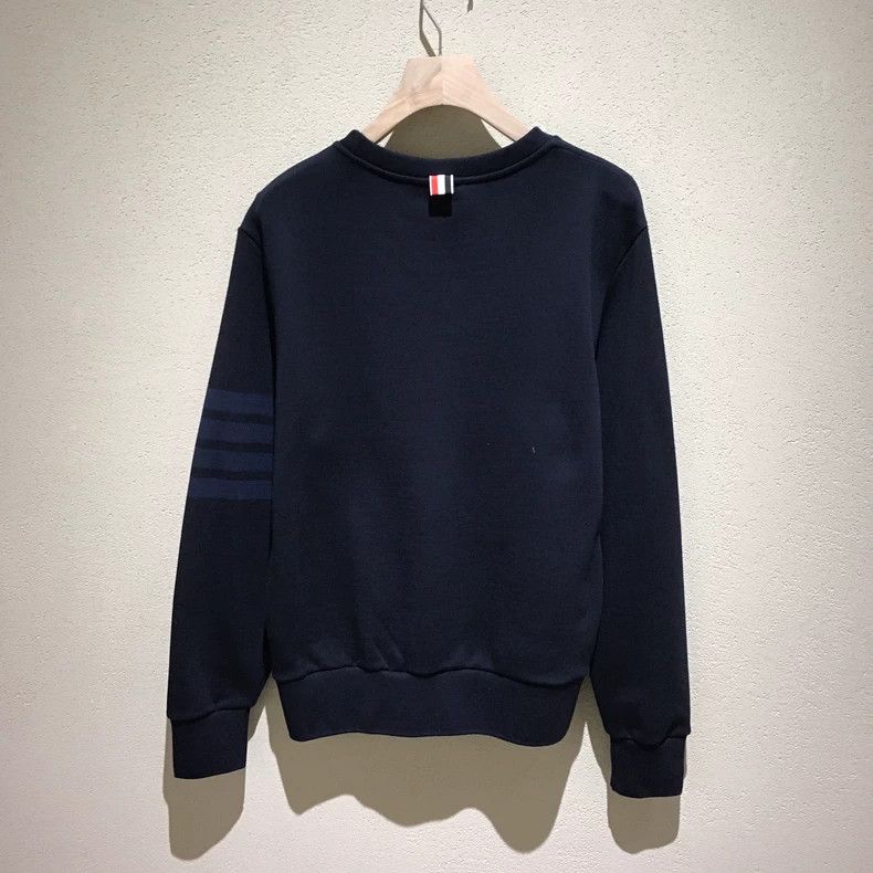 Thom Browne Thom Browne Navy Crewneck Sweatshirt with Stripes - dmc Size US M / EU 48-50 / 2 - 2 Thumbnail