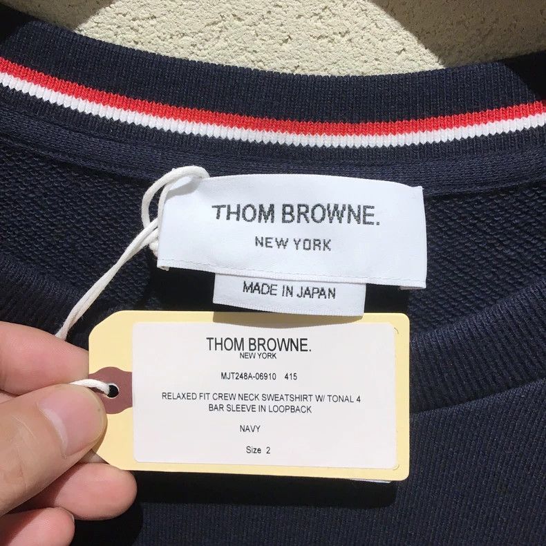 Thom Browne Thom Browne Navy Crewneck Sweatshirt with Stripes - dmc Size US M / EU 48-50 / 2 - 4 Thumbnail
