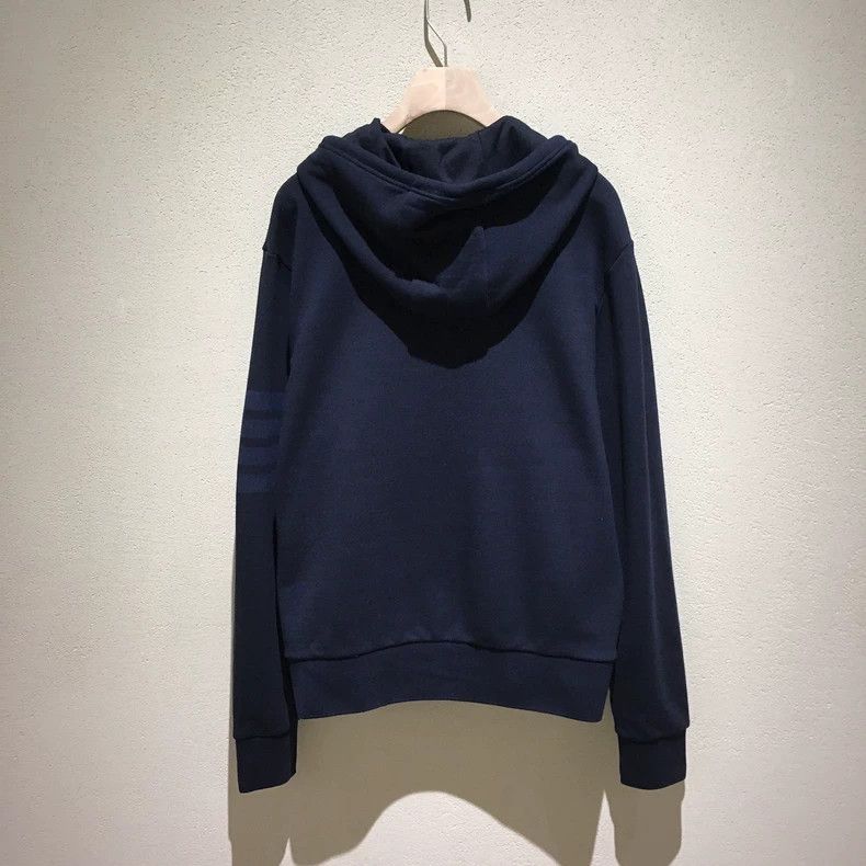 Thom Browne Thom Browne Navy Zip Hoodie with Stripes - dmc Size US M / EU 48-50 / 2 - 2 Thumbnail