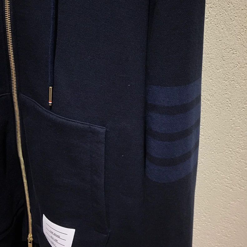 Thom Browne Thom Browne Navy Zip Hoodie with Stripes - dmc Size US M / EU 48-50 / 2 - 5 Thumbnail