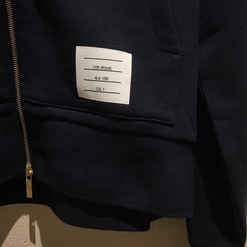 Thom Browne Thom Browne Navy Zip Hoodie with Stripes - dmc Size US M / EU 48-50 / 2 - 4 Thumbnail