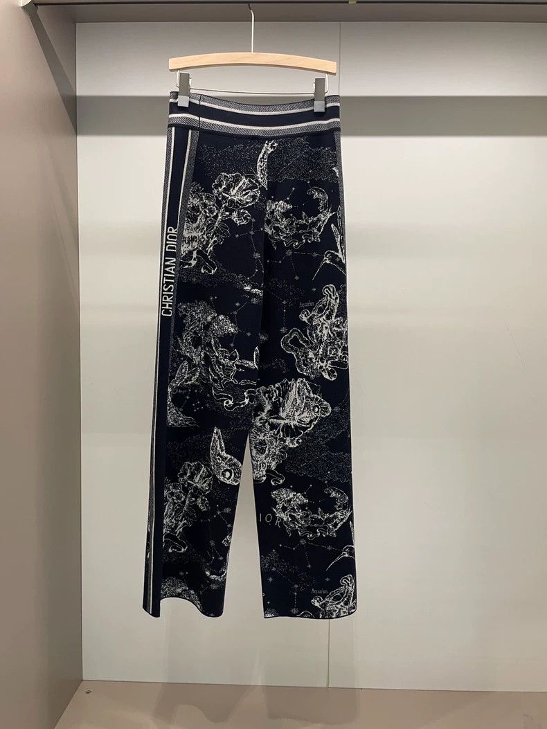 Dior Christian Dior Navy Animal Print Pants - dmc Size US 38 / EU 54 - 2 Thumbnail