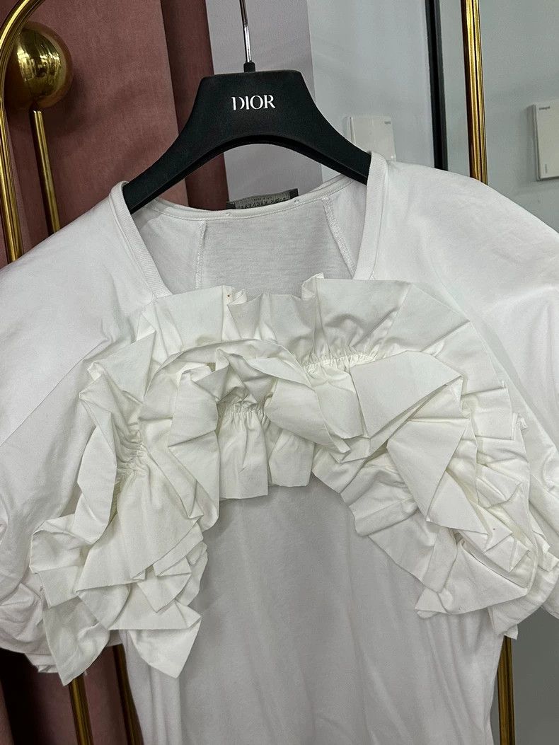 Alexander McQueen Alexander McQueen White Ruffle Short Sleeve Top - dmc Size US M / EU 48-50 / 2 - 2 Thumbnail