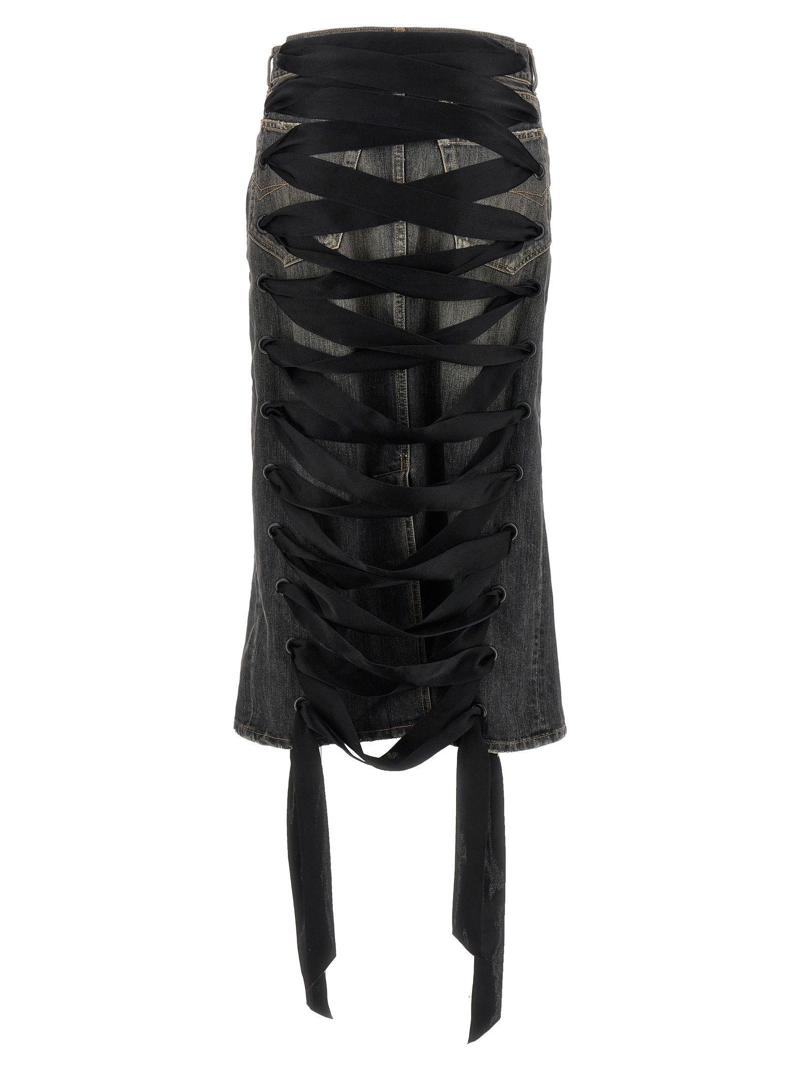 Balenciaga 'Lace Up' Denim Skirt Size 27" / US 4 / IT 40 - 2 Thumbnail