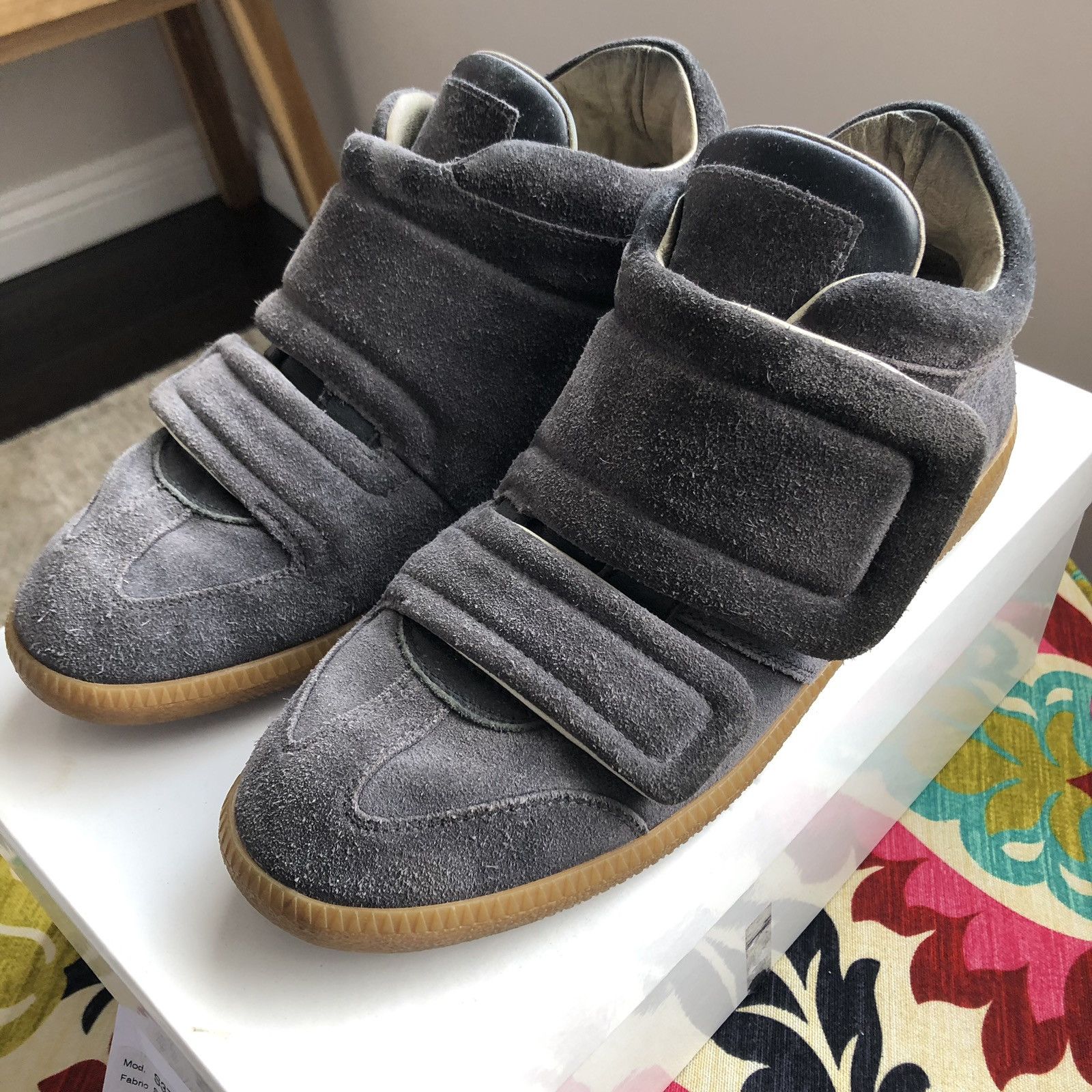 Maison Margiela Margiela Double Strap Clinic Suede Velcro Sneakers