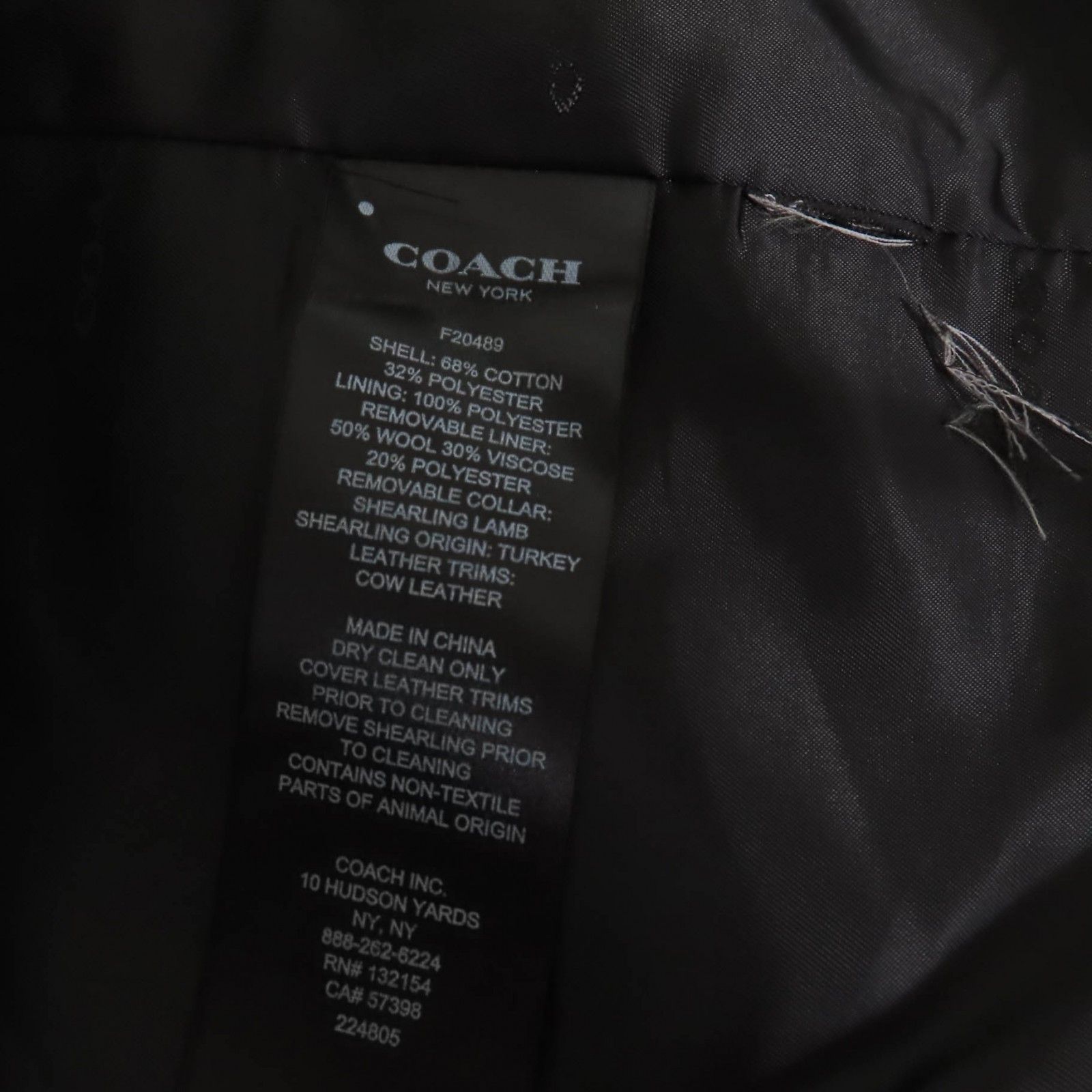 Coach Coach COACH Lamb fur collar Wool Lining Cotton Trench Coat Cotton Outerwear F20489 DUTY FREE for USA Size ONE SIZE - 9 Thumbnail