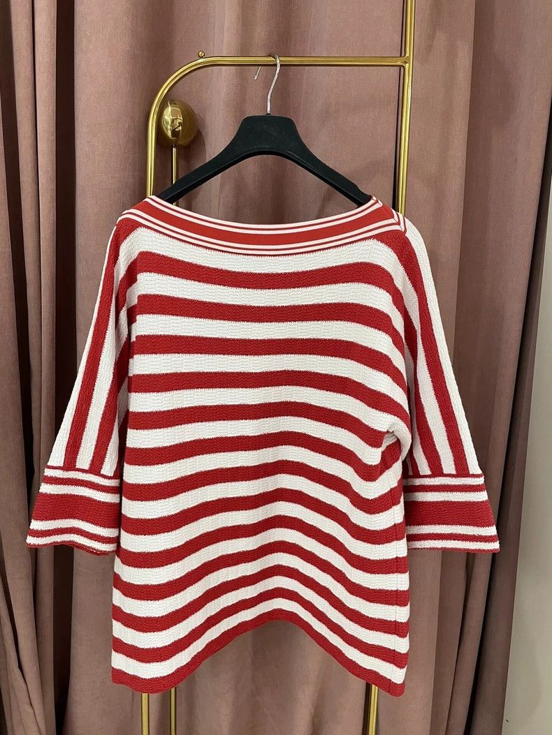 Chanel Chanel Red Striped Knit Top - dmc Size US M / EU 48-50 / 2 - 2 Thumbnail