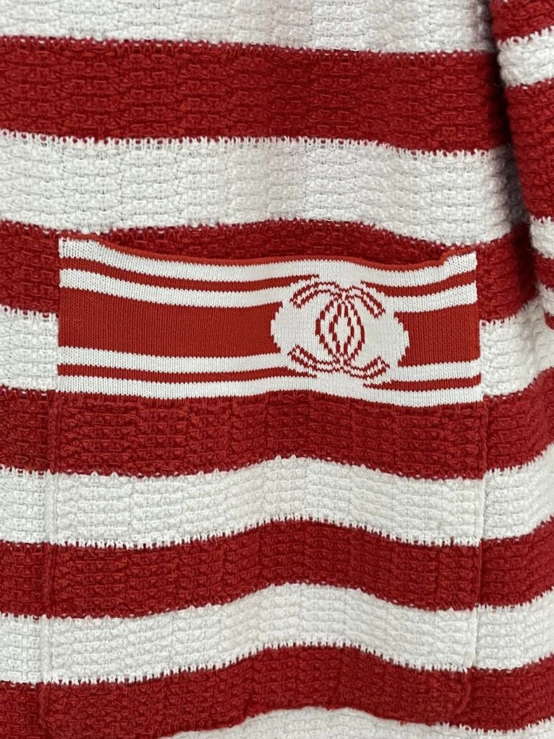 Chanel Chanel Red Striped Knit Top - dmc Size US M / EU 48-50 / 2 - 4 Thumbnail