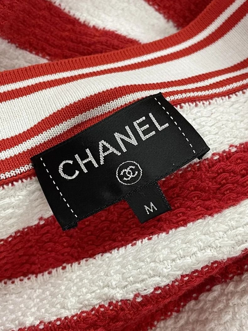 Chanel Chanel Red Striped Knit Top - dmc Size US M / EU 48-50 / 2 - 5 Thumbnail