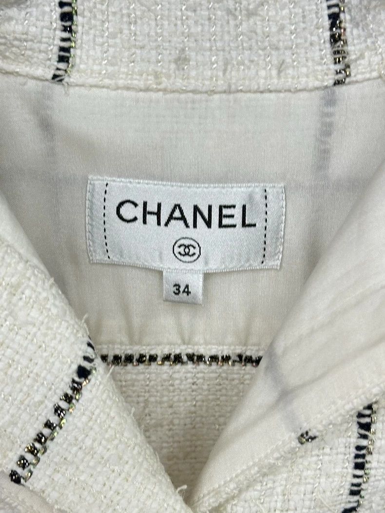 Chanel Chanel White Plaid Short Sleeve Shirt - dmc Size US XS / EU 42 / 0 - 3 Thumbnail